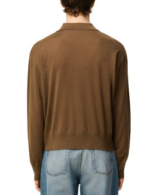 Ami De Coeur Regular Fit Long Sleeve Wool Silk Blend Polo Sweater