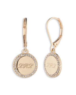 Pav&amp;eacute; Logo Script Drop Earrings