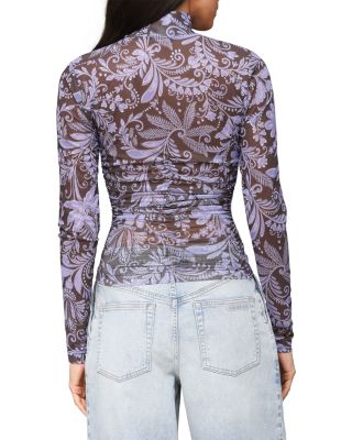 Mock Neck Side Ruched Top