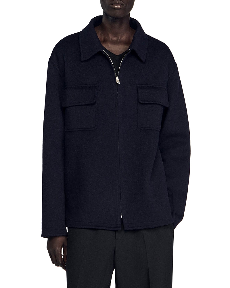 Sandro Dual Pocket Overshirt Jacket In Blue