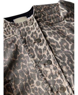 Women's Leopard Print Denim Jacket