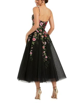 Slim Strap Sheer Bustier Embroidered Dress