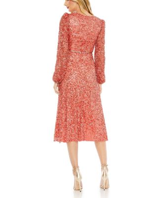 A-Line Wrap Dress with Dramatic Puff Sleeves