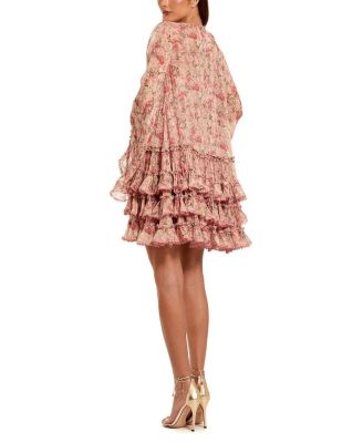 Flare Long Sleeve Ruffle Viscose Mini Dress