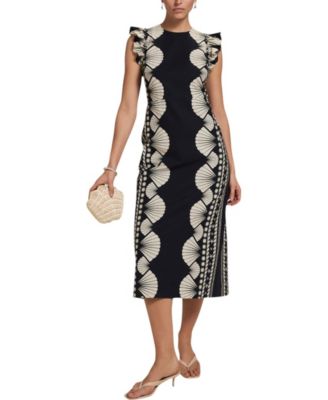 Mint Velvet - Women's Shell Print Column Midi Dress