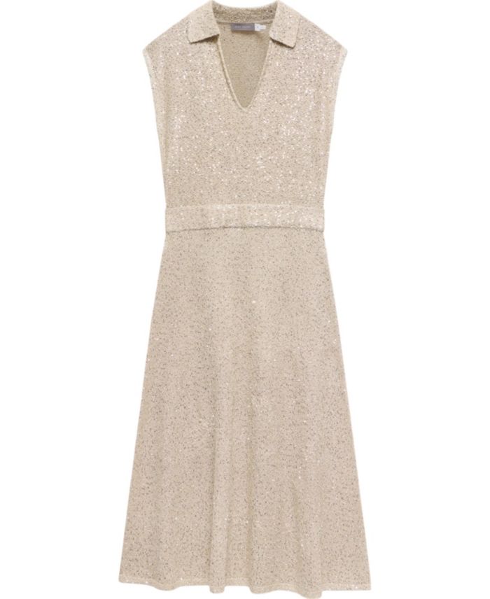 Women's Neutral Sequin Midi Dress