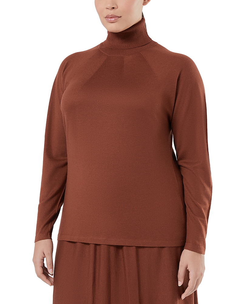Marina Rinaldi Fatima Turtleneck Virgin Wool & Cashmere Sweater In Brown