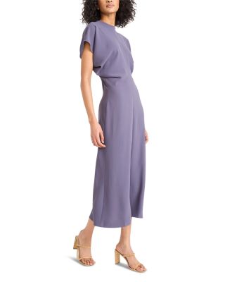 Short Sleeve Gathered Midi Dress