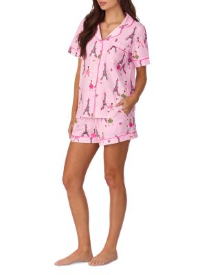 Eiffel Tower Print Shorty Pajama Set