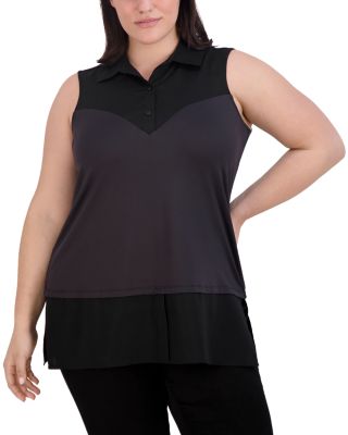 Foxcroft Plus - Sasha Mixed Media Top