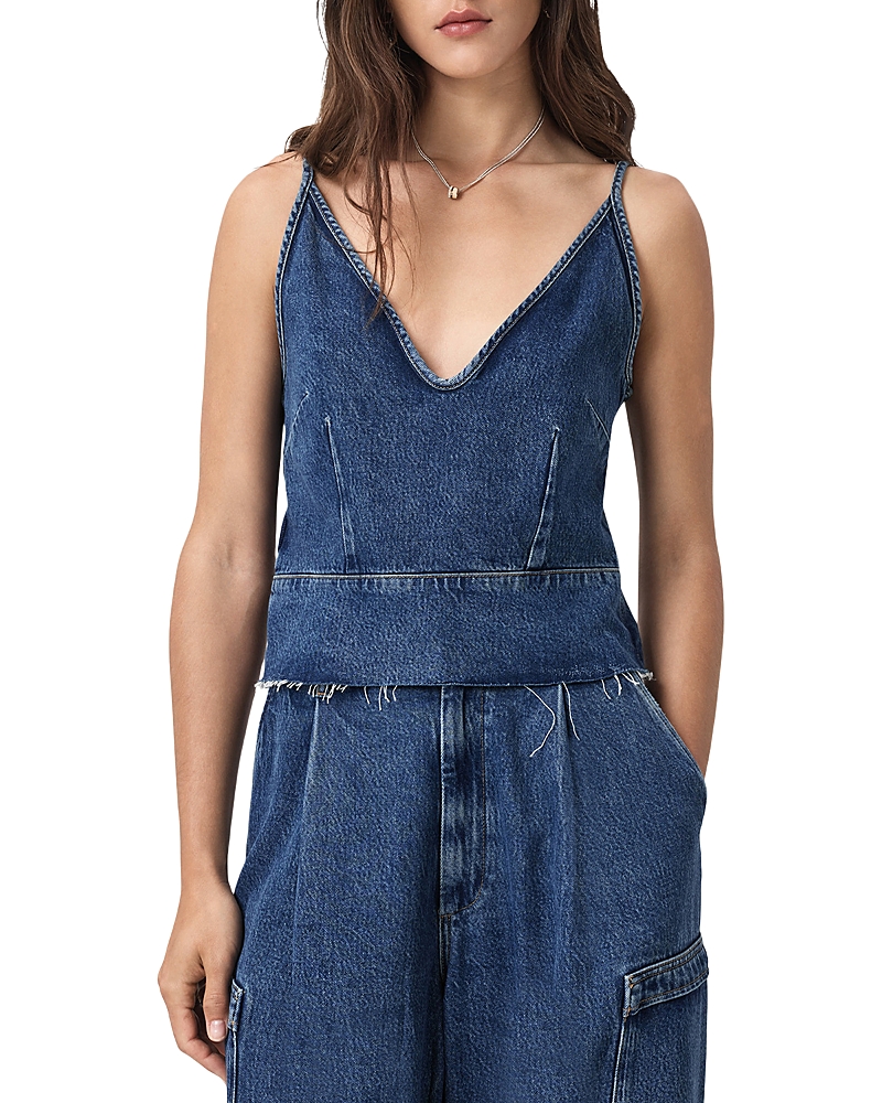Allsaints Lilah Denim Slim Tank Top In Blue