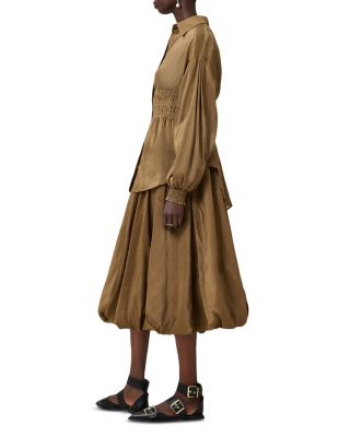 Staci Linen & Silk Smocked Shirt