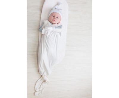  Unisex Knotted Wearable Blanket & Knot Hat Set with Matching Mittens - Baby