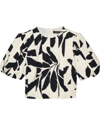  Women's Neutral Palm Print Top