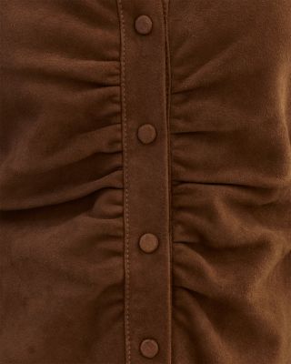 Ruched Collared Suede Shirt