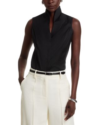 Misook - Sleeveless Mandarin Collar Shirt