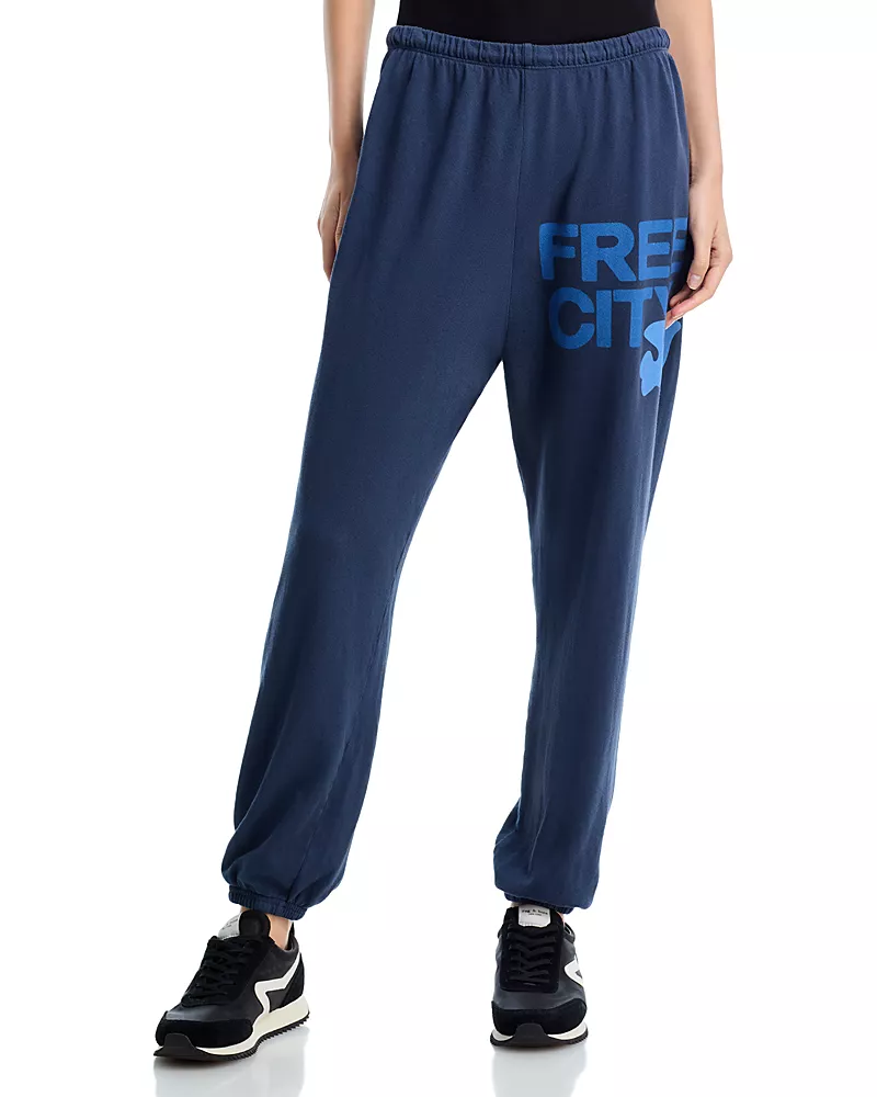 Free City Cotton Logo Sweatpants in Moonshroom Blues