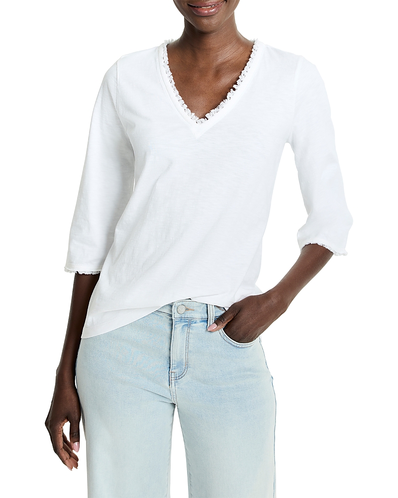 Nzt By Nic+zoe Fringe Trim 3/4 Sleeve Tee