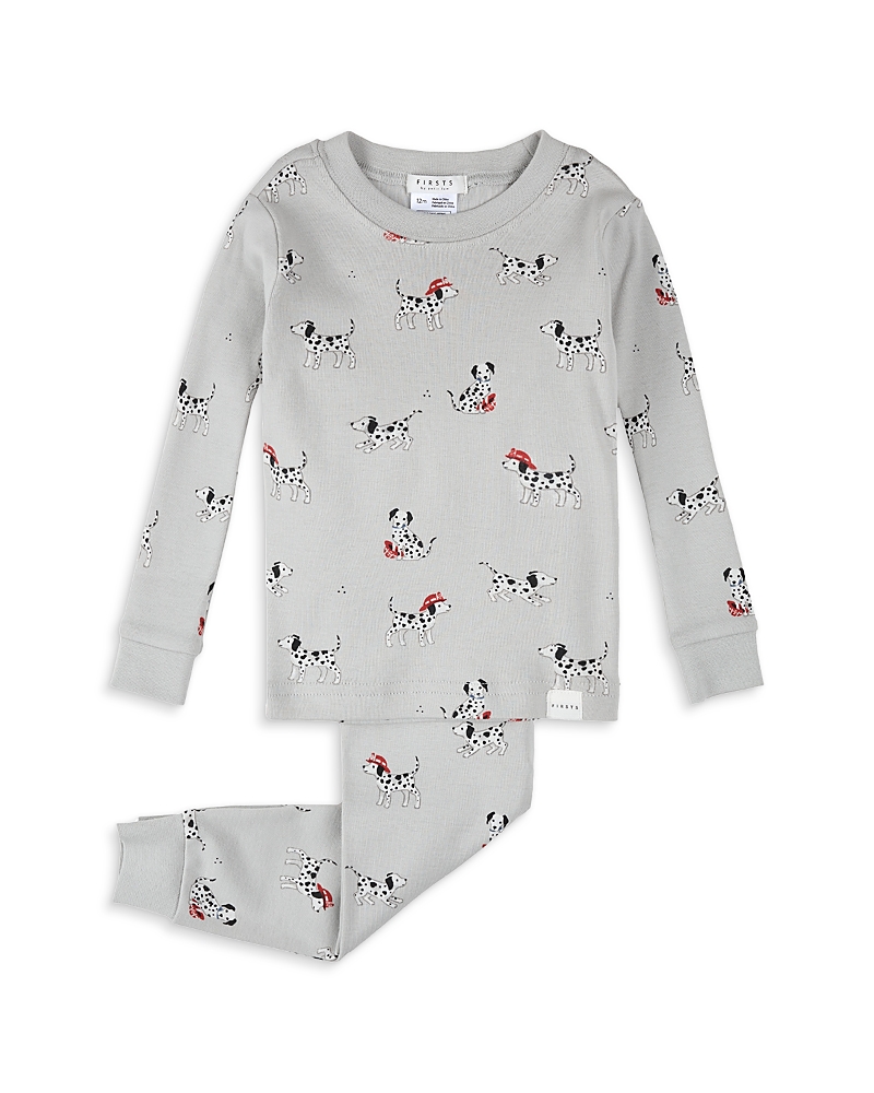 Firsts By Petit Lem Girls' Printed Long Sleeved Top & Pants Pajama Set - Baby In Gray