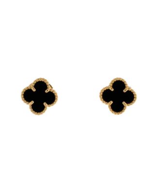 Pre-Owned Van Cleef & Arpels - Sweet Alhambra Stud Earrings 18K Gold and Onyx