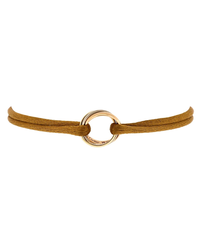 Pre-owned Pre-owned Cartier Cartier Trinity On Cord Bracelet Silk Cord With 18k Tricolor Gold