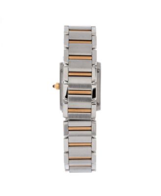  Tank Francaise Quartz Watch in Stainless Steel and Rose Gold with Diamond Markers 20mm