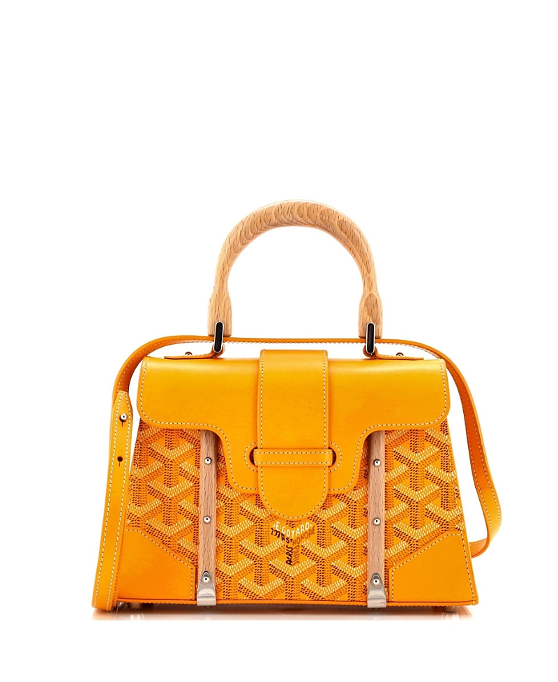 Pre-owned Pre-owned Goyard Goyard Mini Structured Saigon Top Handle Bag Coated Canvas With Leather In Yellow