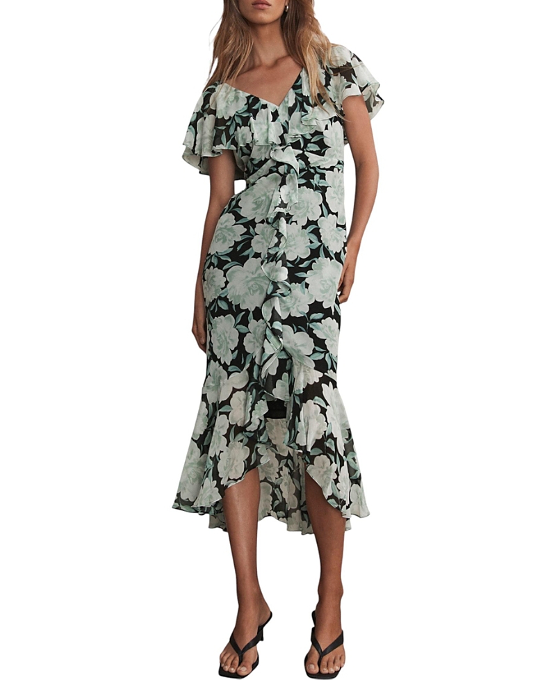 Mint Velvet Floral Print Ruffle Maxi Dress In Pattern