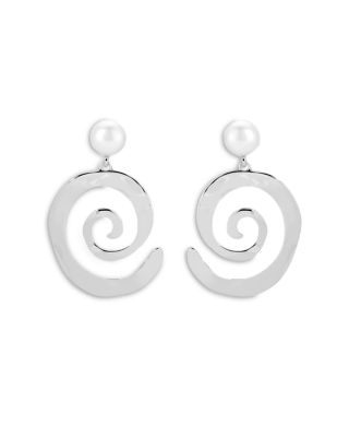Aura Swirl Cultured Freshwater Pearl Drop Earrings