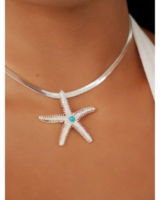Mermaid Cove Turquoise Bead Starfish Pendant Necklace, 12"-17"