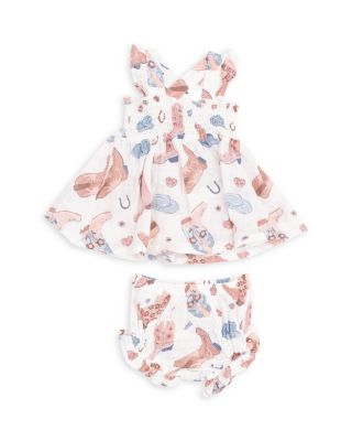 Girls' Ruffled Strap Smocked Top & Diaper Cover Set - Baby