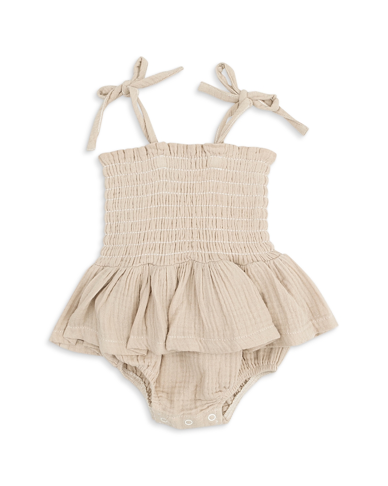 Angel Dear Girls' Smocked Bubble Romper - Baby In Neutral