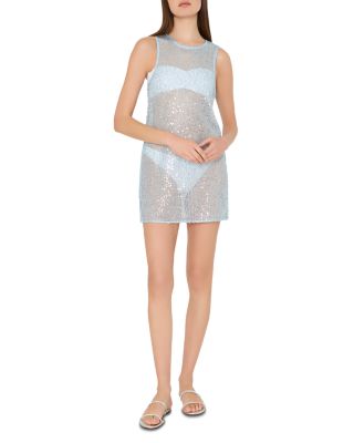 Sequin Mesh Mini Dress Cover Up