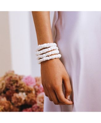 Pure Silk Back to Basics Skinny Scrunchies in White, Set of 4