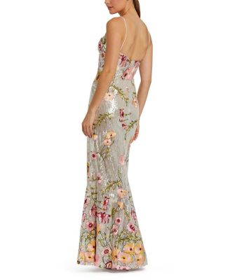 Sleeveless Bustier Floral Applique Gown