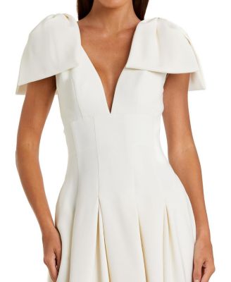 Crepe A Line With Bow Straps Midi Dress