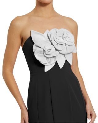 Crepe Strapless Mermaid with 3D Flowers Gown