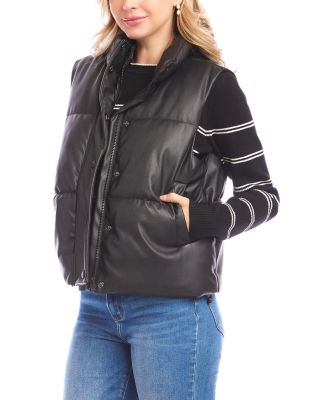 Faux Leather Quilted Puffer Vest