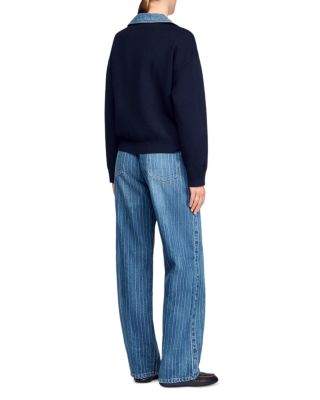 Sweater with Denim Details