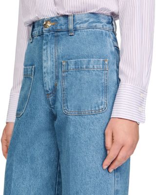 Wide Leg High Rise Jeans in Blue Jean