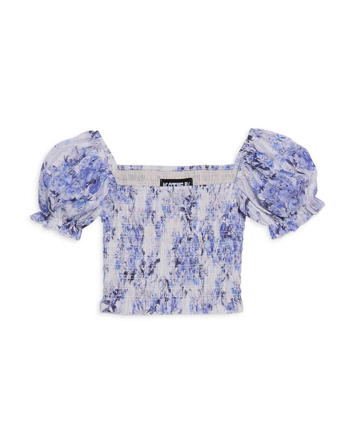 KatieJnyc Girls' Marlee Smocked Floral Puff Sleeve Top - Big Kid