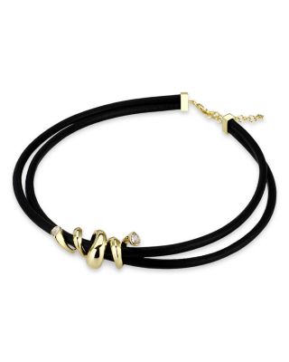 AQUA - Black Areo Punk Necklace, 17"-19" - Exclusive