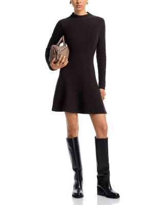 AQUA - Mock Neck Knit Long Sleeve Dress - Exclusive