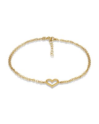 18K Gold Over Sterling Silver Heart Ankle Bracelet - Exclusive