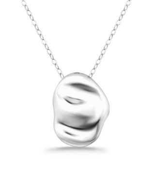 Sterling Silver Sculptured Oval Pendant Necklace, 16-18" - Exclusive