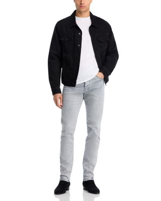 Slim Fit Alloy Studded Trim Jeans in Gray