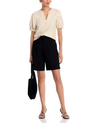 Roxanne Faux Leather Split Neck Top