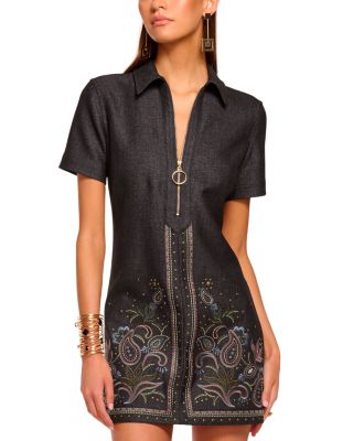 Ramy Brook Kristen Embroidered Zip Front Dress | Bloomingdale's
