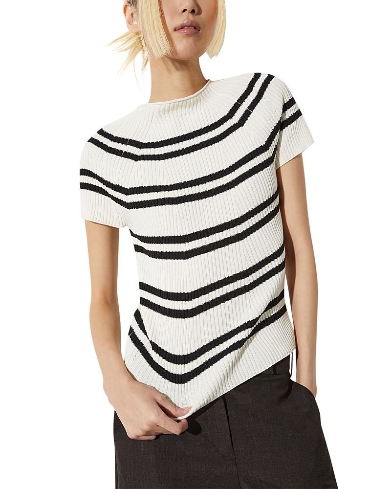 Max & Co Stripe Short-sleeve Sweater In White
