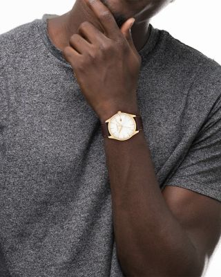 Oliver Leather Strap Watch, 41mm